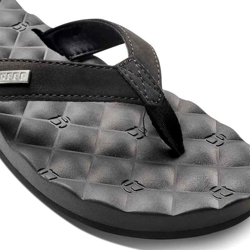 Reef Dreams Womens Flip Flop, Memory Foam Cushion Footbed, Faux Leather Satin Lined Strap, Black/Black, 10 - Image 3